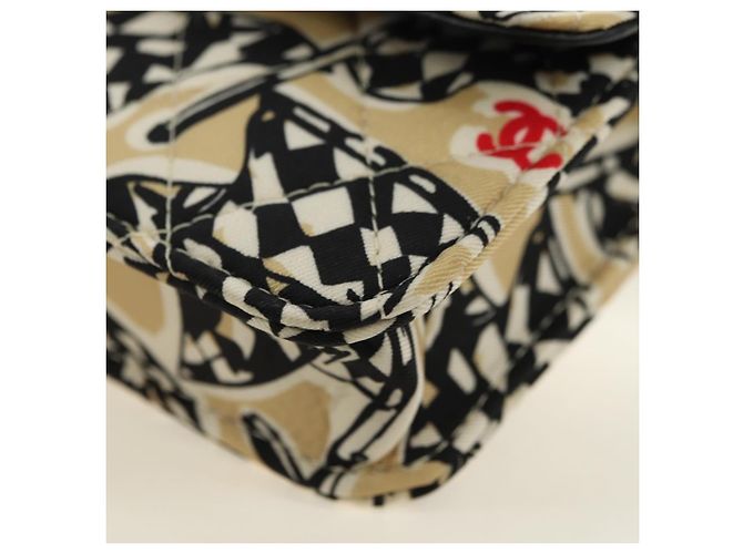 CHANEL Matelasse Chain Shoulder Pouch Nylon Beige Gold CC Auth bs35360SAM D'oro - vista 15