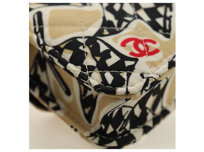 CHANEL Matelasse Chain Shoulder Pouch Nylon Beige Gold CC Auth bs35360SAM D'oro - vista 16