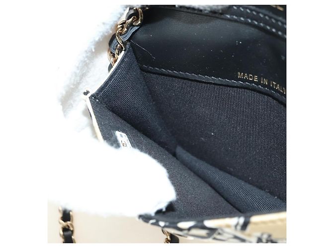 CHANEL Matelasse Chain Shoulder Pouch Nylon Beige Gold CC Auth bs35360SAM D'oro - vista 21