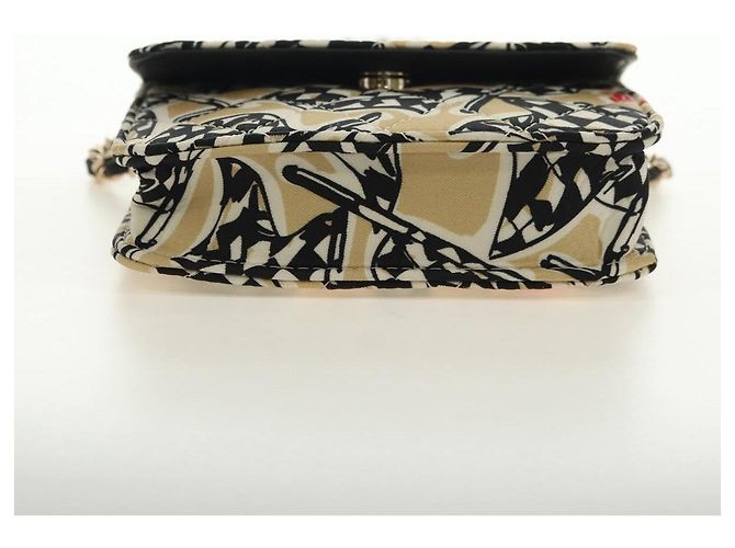 CHANEL Matelasse Chain Shoulder Pouch Nylon Beige Gold CC Auth bs35360SAM D'oro - vista 5