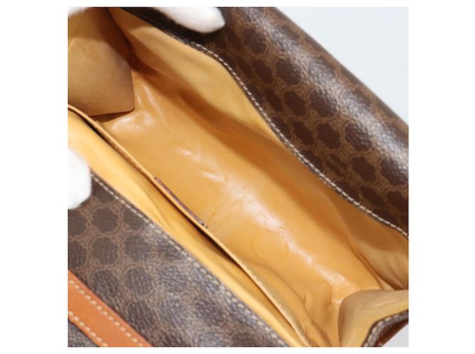 Céline Borsa a Spalla CELINE in Tela Macadam PVC Pelle Marrone Oro Auth 181724 D'oro - vista 11