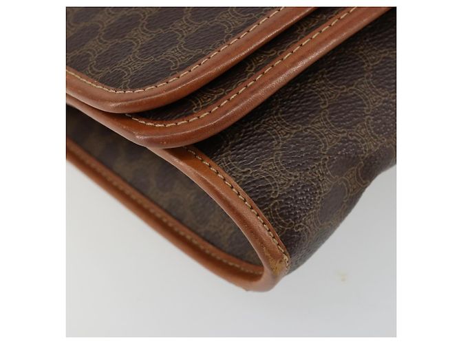 Céline Borsa a Spalla CELINE in Tela Macadam PVC Pelle Marrone Oro Auth 181724 D'oro - vista 14