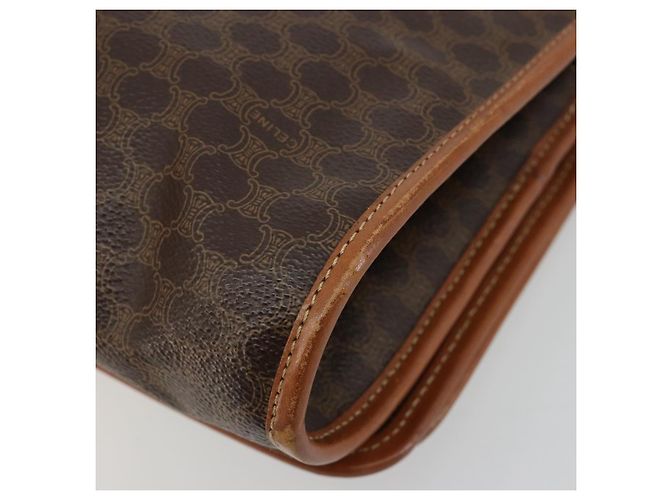 Céline Borsa a Spalla CELINE in Tela Macadam PVC Pelle Marrone Oro Auth 181724 D'oro - vista 15