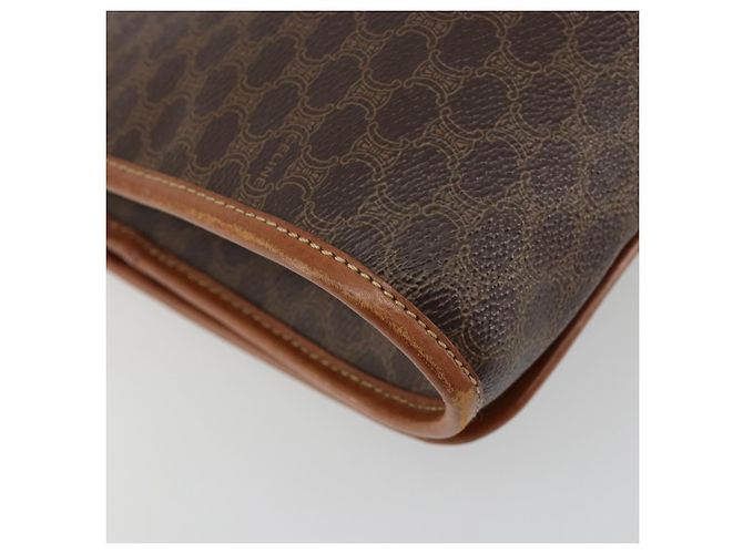 Céline Borsa a Spalla CELINE in Tela Macadam PVC Pelle Marrone Oro Auth 181724 D'oro - vista 16