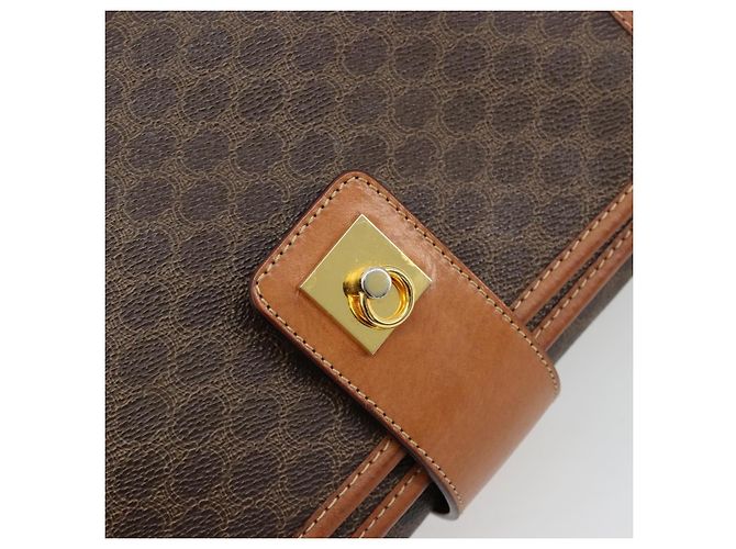 Céline Borsa a Spalla CELINE in Tela Macadam PVC Pelle Marrone Oro Auth 181724 D'oro - vista 17