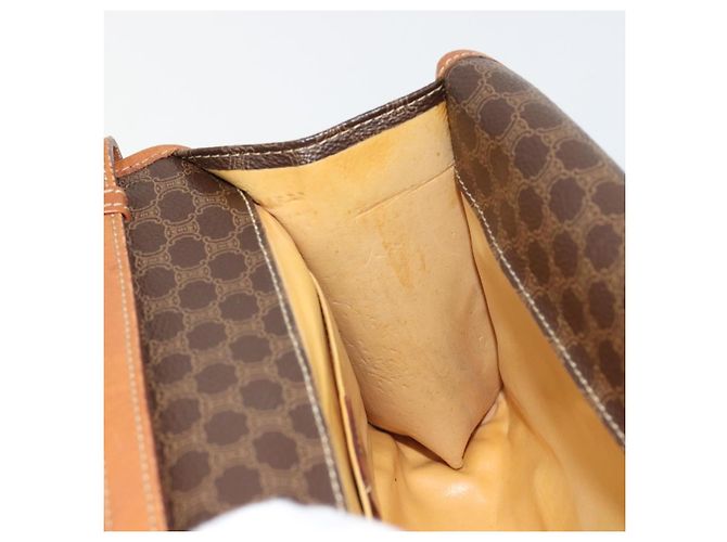 Céline Borsa a Spalla CELINE in Tela Macadam PVC Pelle Marrone Oro Auth 181724 D'oro - vista 19