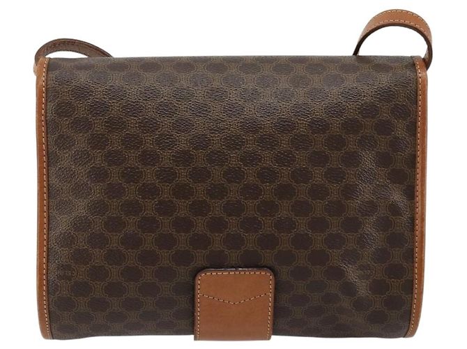 Céline Borsa a Spalla CELINE in Tela Macadam PVC Pelle Marrone Oro Auth 181724 D'oro - vista 2