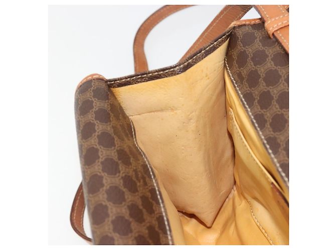 Céline Borsa a Spalla CELINE in Tela Macadam PVC Pelle Marrone Oro Auth 181724 D'oro - vista 20