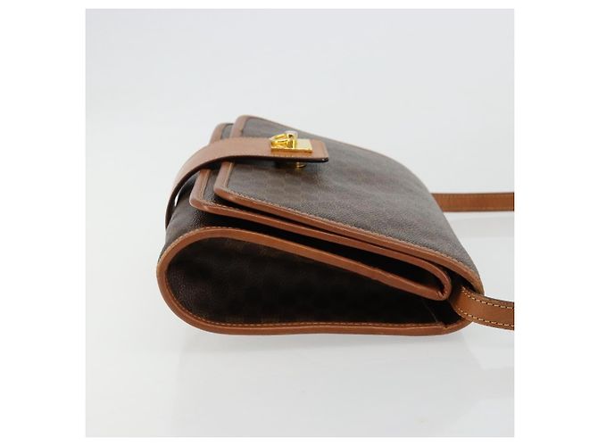 Céline Borsa a Spalla CELINE in Tela Macadam PVC Pelle Marrone Oro Auth 181724 D'oro - vista 3