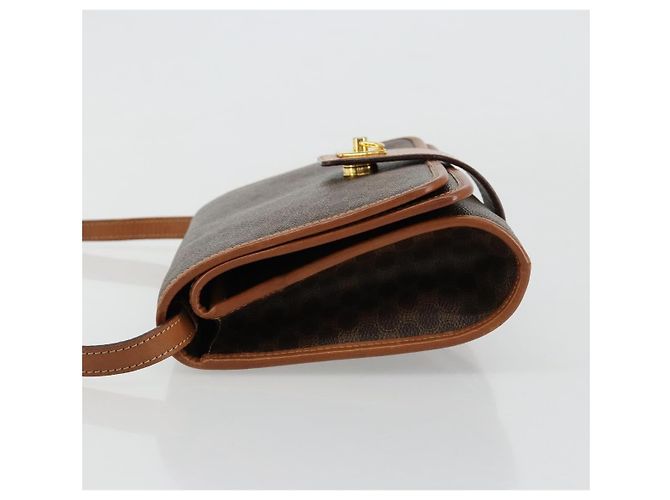 Céline Borsa a Spalla CELINE in Tela Macadam PVC Pelle Marrone Oro Auth 181724 D'oro - vista 4
