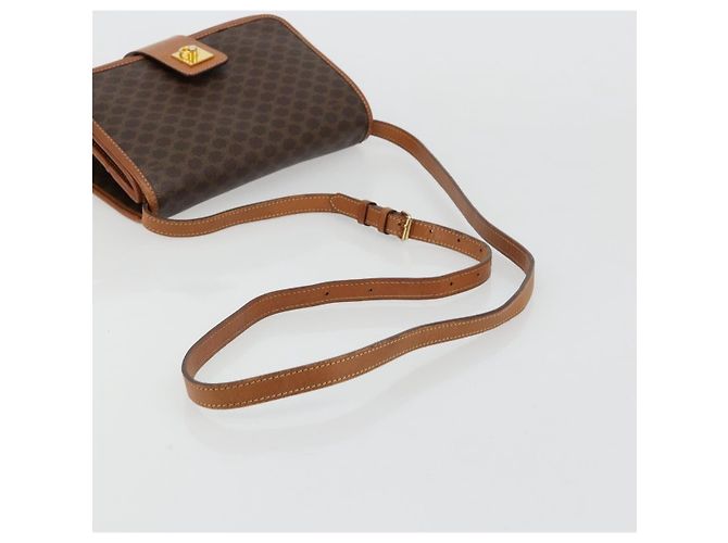 Céline Borsa a Spalla CELINE in Tela Macadam PVC Pelle Marrone Oro Auth 181724 D'oro - vista 7