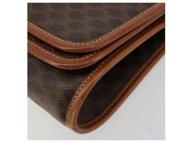 Céline Borsa a Spalla CELINE in Tela Macadam PVC Pelle Marrone Oro Auth 181724 D'oro - vista 9