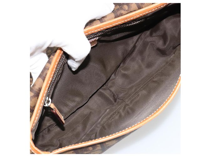 Bolsa Romantic em lona Christian Dior Trotter PVC Marrom Prata Auth 181891V - vista 10