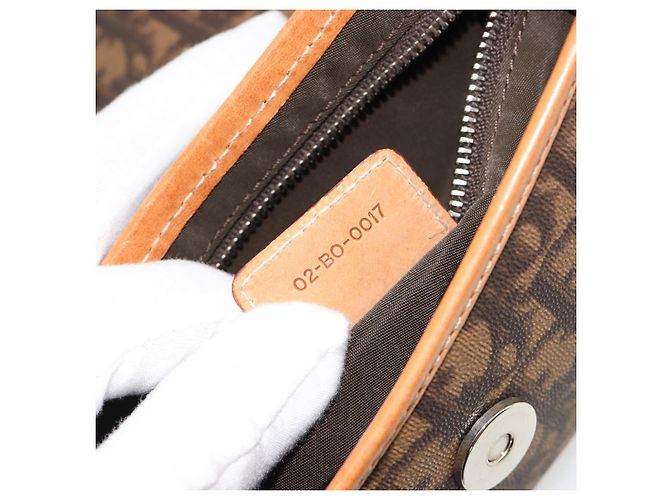 Bolsa Romantic em lona Christian Dior Trotter PVC Marrom Prata Auth 181891V - vista 11