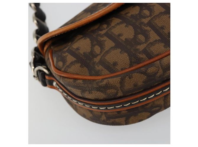 Bolsa Romantic em lona Christian Dior Trotter PVC Marrom Prata Auth 181891V - vista 15