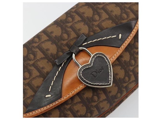 Bolsa Romantic em lona Christian Dior Trotter PVC Marrom Prata Auth 181891V - vista 18