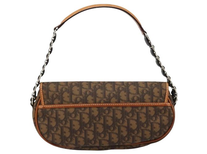 Bolsa Romantic em lona Christian Dior Trotter PVC Marrom Prata Auth 181891V - vista 2