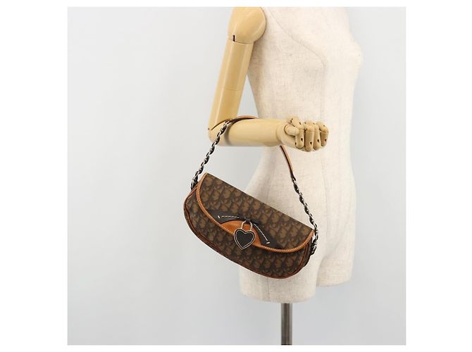 Bolsa Romantic em lona Christian Dior Trotter PVC Marrom Prata Auth 181891V - vista 24
