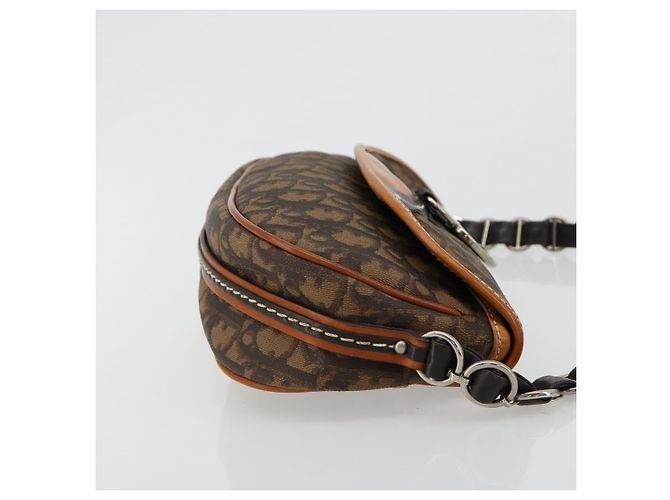 Bolsa Romantic em lona Christian Dior Trotter PVC Marrom Prata Auth 181891V - vista 3