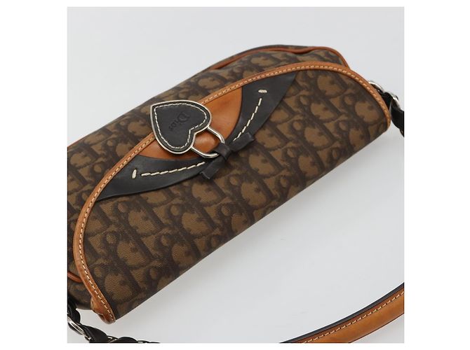 Bolsa Romantic em lona Christian Dior Trotter PVC Marrom Prata Auth 181891V - vista 6