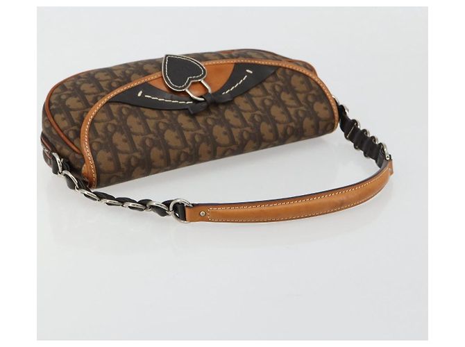 Bolsa Romantic em lona Christian Dior Trotter PVC Marrom Prata Auth 181891V - vista 7