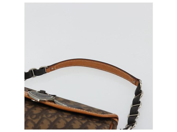 Bolsa Romantic em lona Christian Dior Trotter PVC Marrom Prata Auth 181891V - vista 8