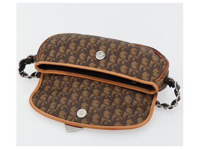 Bolsa Romantic em lona Christian Dior Trotter PVC Marrom Prata Auth 181891V - vista 9
