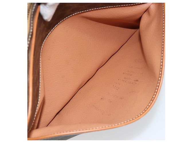 Céline Clutch CELINE Macadam Canvas PVC Pelle Marrone Oro Auth 182456 D'oro - vista 10