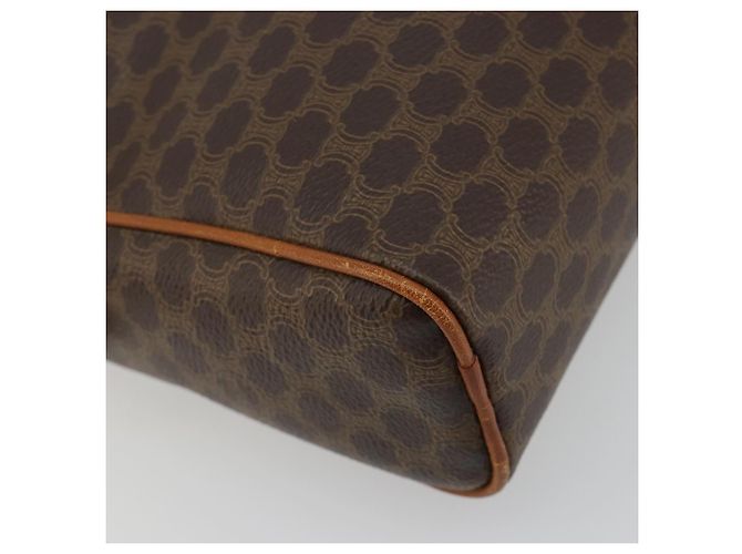Céline Clutch CELINE Macadam Canvas PVC Pelle Marrone Oro Auth 182456 D'oro - vista 14