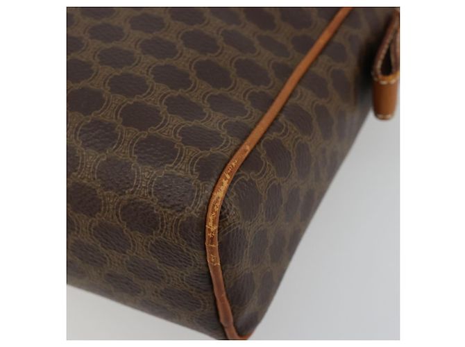 Céline Clutch CELINE Macadam Canvas PVC Pelle Marrone Oro Auth 182456 D'oro - vista 15