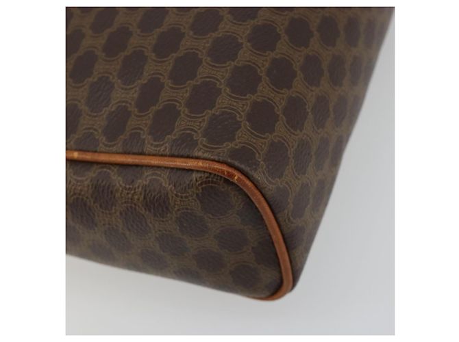 Céline Clutch CELINE Macadam Canvas PVC Pelle Marrone Oro Auth 182456 D'oro - vista 16