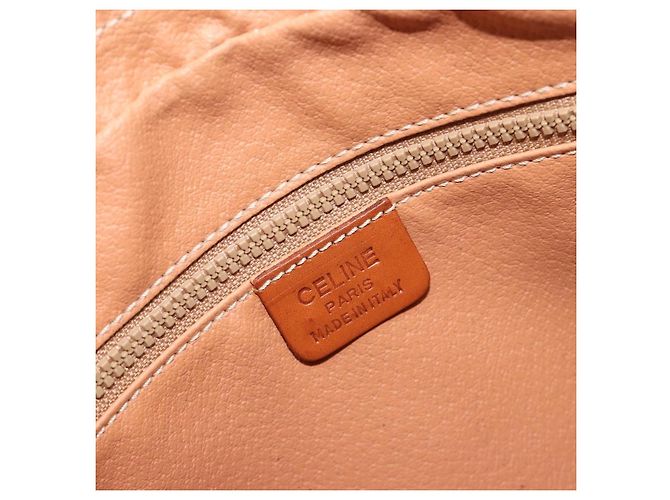 Céline Clutch CELINE Macadam Canvas PVC Pelle Marrone Oro Auth 182456 D'oro - vista 18