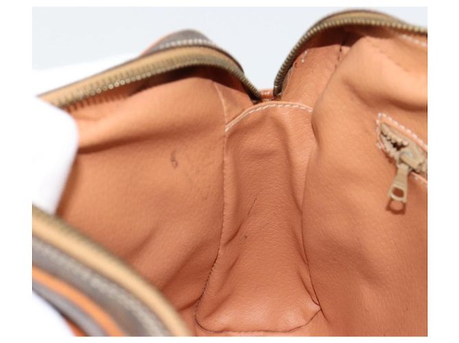 Céline Clutch CELINE Macadam Canvas PVC Pelle Marrone Oro Auth 182456 D'oro - vista 20