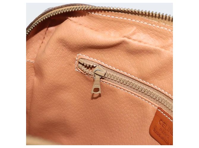Céline Clutch CELINE Macadam Canvas PVC Pelle Marrone Oro Auth 182456 D'oro - vista 21
