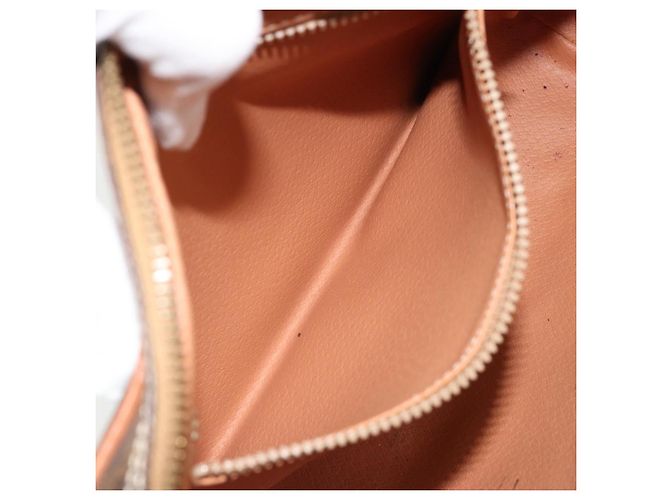 Céline Clutch CELINE Macadam Canvas PVC Pelle Marrone Oro Auth 182456 D'oro - vista 22