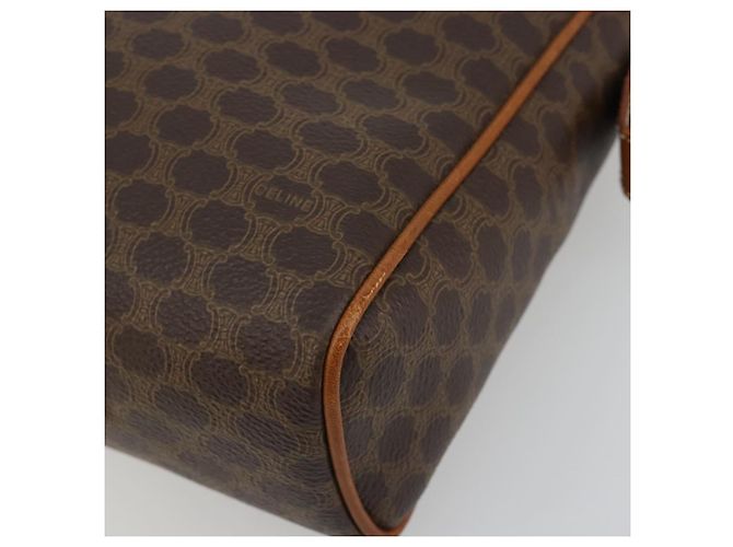 Céline Clutch CELINE Macadam Canvas PVC Pelle Marrone Oro Auth 182456 D'oro - vista 7