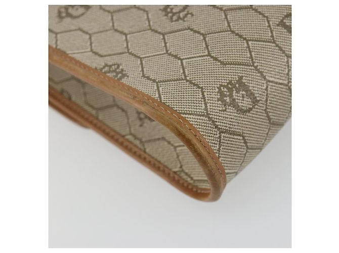 Bolsa de Ombro Christian Dior Honeycomb Canvas PVC Bege Ouro Auth BA13152 Dourado - vista 16