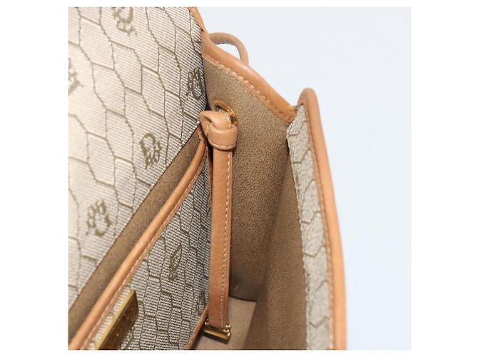 Bolsa de Ombro Christian Dior Honeycomb Canvas PVC Bege Ouro Auth BA13152 Dourado - vista 19