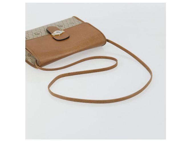 Bolsa de Ombro Christian Dior Honeycomb Canvas PVC Bege Ouro Auth BA13152 Dourado - vista 7