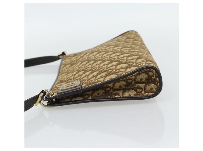 Borsa a tracolla Christian Dior Trotter Canvas Beige Oro Auth 178914 D'oro - vista 4
