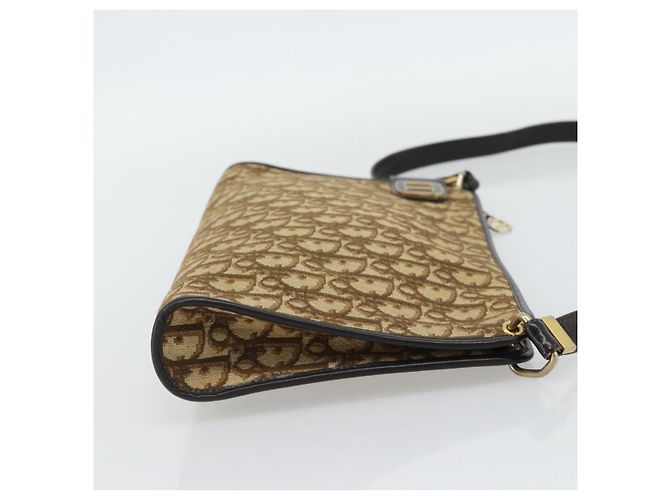 Borsa a tracolla Christian Dior Trotter Canvas Beige Oro Auth 178914 D'oro - vista 5
