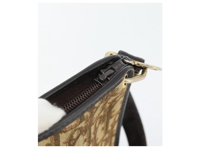 Borsa a tracolla Christian Dior Trotter Canvas Beige Oro Auth 178914 D'oro - vista 7