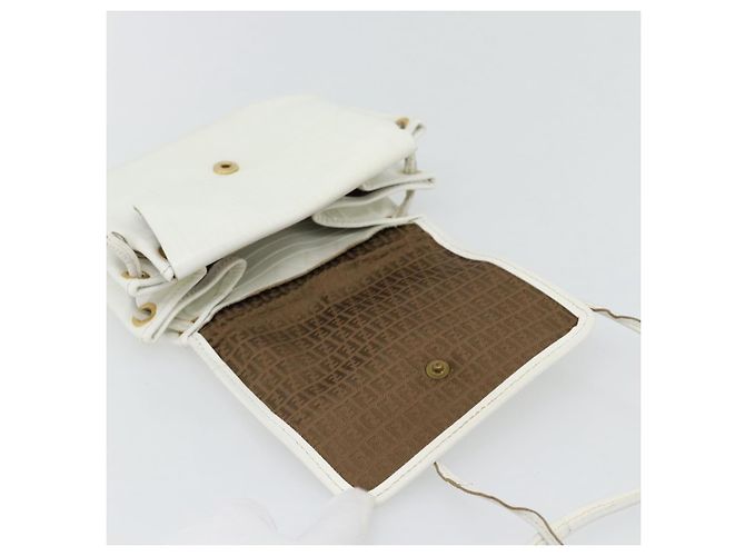 Borsa a tracolla FENDI in pelle bianco oro Auth ka4485 D'oro - vista 10