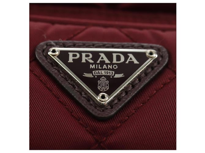 Borsa a Spalla PRADA Nylon Bordeaux Silver Auth 181261M Argento Bordò - vista 19