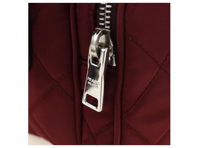 Borsa a Spalla PRADA Nylon Bordeaux Silver Auth 181261M Argento Bordò - vista 20