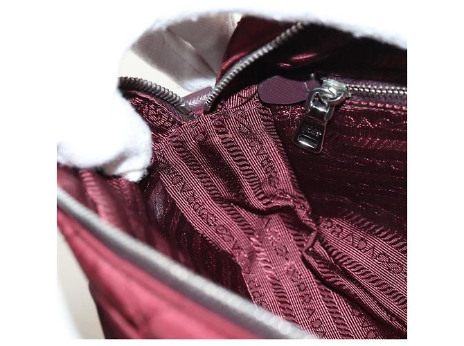 Borsa a Spalla PRADA Nylon Bordeaux Silver Auth 181261M Argento Bordò - vista 24
