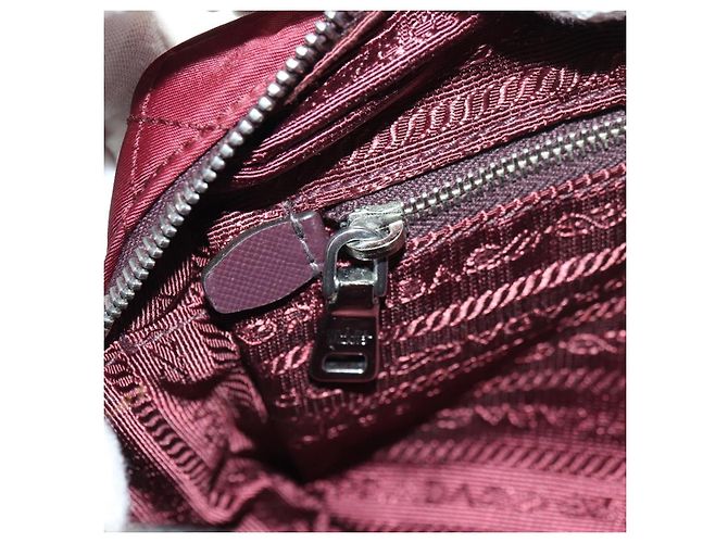 Borsa a Spalla PRADA Nylon Bordeaux Silver Auth 181261M Argento Bordò - vista 25