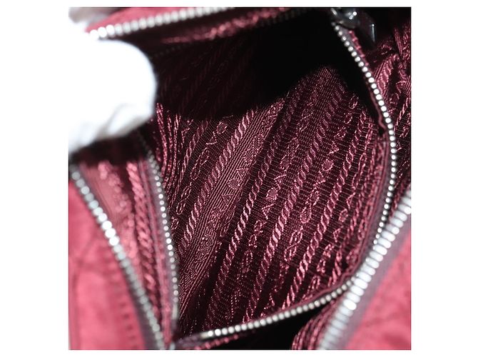 Borsa a Spalla PRADA Nylon Bordeaux Silver Auth 181261M Argento Bordò - vista 26