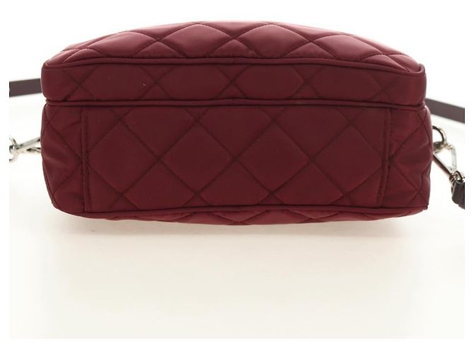 Borsa a Spalla PRADA Nylon Bordeaux Silver Auth 181261M Argento Bordò - vista 5