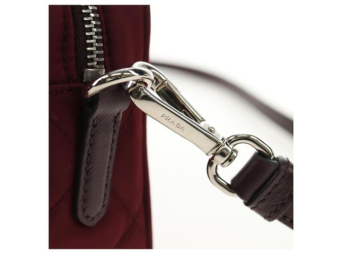 Borsa a Spalla PRADA Nylon Bordeaux Silver Auth 181261M Argento Bordò - vista 9